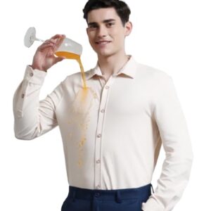 TURMS Water Repellent Men's Knitted Shirt | Anti Stain Anti Odor Cotton Blend | Solid Casual Full Sleeves