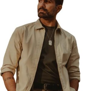 Casual Men's Black Twill Woven Overshirt