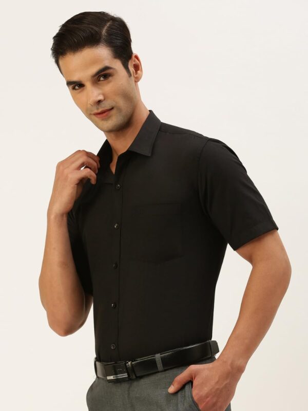Ramraj Cotton Pack of 2 Solid Half Sleeve Regular fit Regular Collar Trending Formal Shirt for Men - Image 2