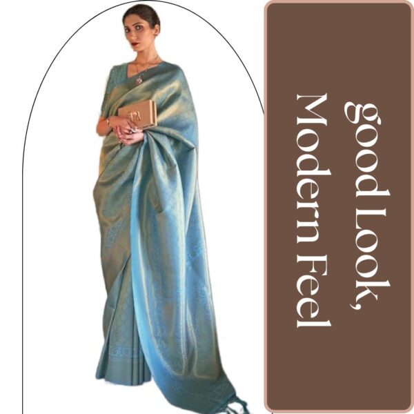 MADHUHANSH Women's kanjivaram banarasi silk saree Zari Woven for festival Wedding silk with rich pallu Design sarees for women with Unstitched blouse piece - Image 5