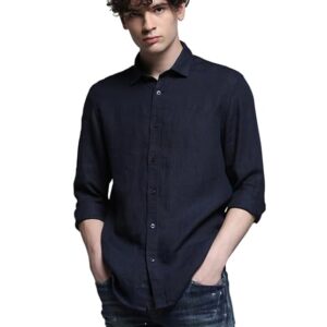 JACK & JONES Men Linen Regular Spread Collar Solid Casual Shirt