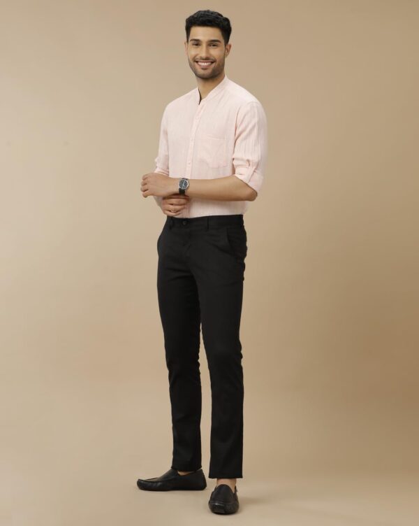 Linen Club Men's Pure Linen Maroon Solid Contemporary Fit Full Sleeve Casual Shirt - Image 3