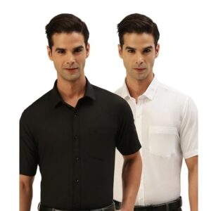Ramraj Cotton Pack of 2 Solid Half Sleeve Regular fit Regular Collar Trending Formal Shirt for Men