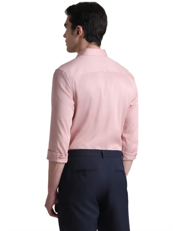 JACK & JONES Men's Cotton Slim Fit Solid Opaque Checked Spread-Collar Casual Shirt - Image 4