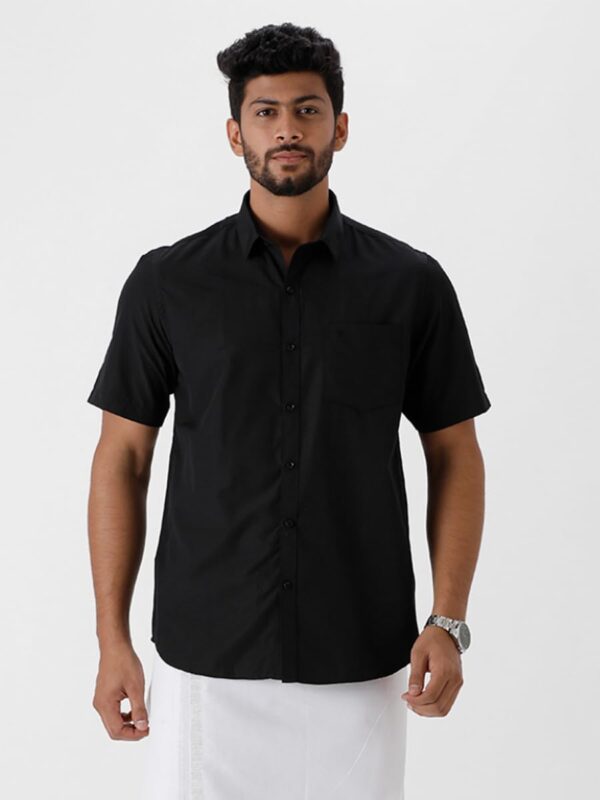 Ramraj Cotton Pack of 2 Solid Half Sleeve Regular fit Regular Collar Trending Formal Shirt for Men - Image 2