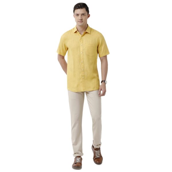 Linen Club Men's Pure Linen White Solid Slim Fit Full Sleeve Casual Shirt - Image 4