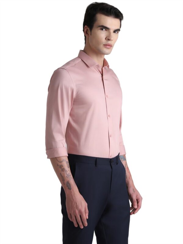 JACK & JONES Men's Cotton Slim Fit Solid Opaque Checked Spread-Collar Casual Shirt - Image 3