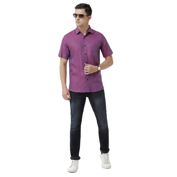 Linen Club Men's Pure Linen White Solid Slim Fit Full Sleeve Casual Shirt - Image 4