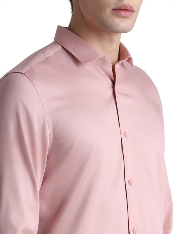 JACK & JONES Men's Cotton Slim Fit Solid Opaque Checked Spread-Collar Casual Shirt - Image 5