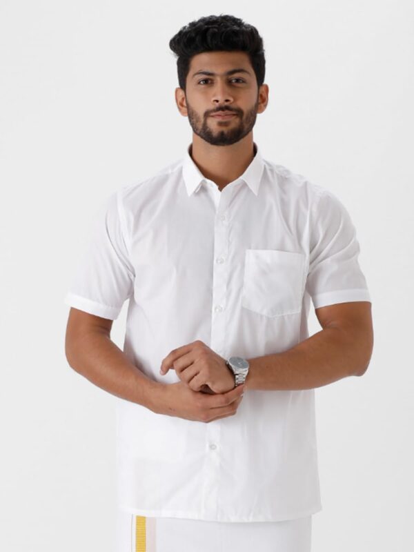 Ramraj Cotton Pack of 2 Solid Half Sleeve Regular fit Regular Collar Trending Formal Shirt for Men - Image 3