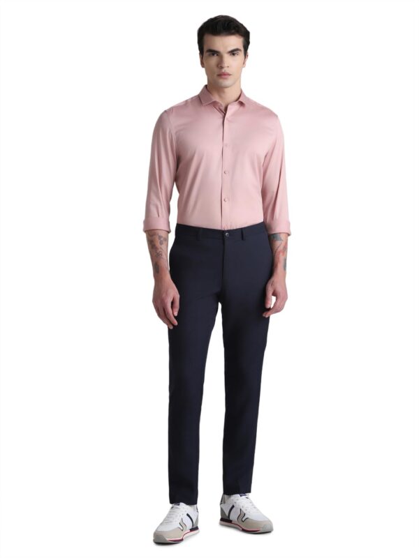 JACK & JONES Men's Cotton Slim Fit Solid Opaque Checked Spread-Collar Casual Shirt - Image 6