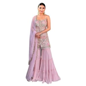 IYALAFAB WOMEN'S Georgette Dhoti Salwar Suit (Patiyala Suit) (SF261-VER-5 Grey1 Free Size)