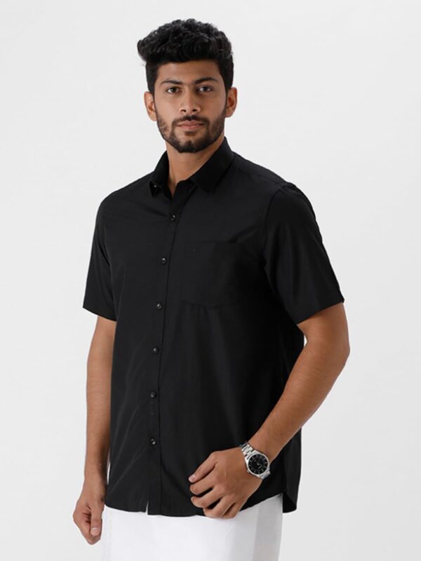 Ramraj Cotton Pack of 2 Solid Half Sleeve Regular fit Regular Collar Trending Formal Shirt for Men - Image 3
