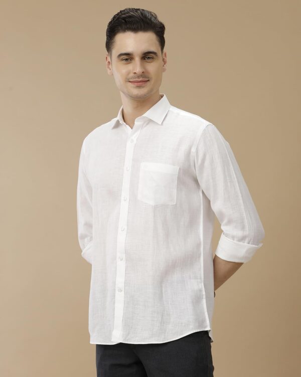 Linen Club Men's Pure Linen Maroon Solid Contemporary Fit Full Sleeve Casual Shirt - Image 6