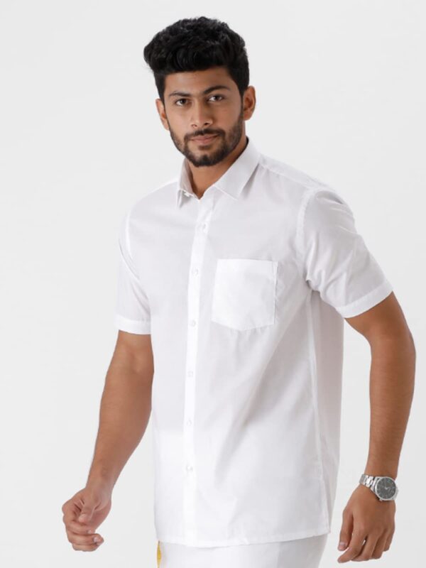 Ramraj Cotton Pack of 2 Solid Half Sleeve Regular fit Regular Collar Trending Formal Shirt for Men - Image 6