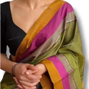 DEVIKA TEXTILES AVANI Border Narayanpeth Pure Handloom Cotton Sarees with Running Blouse Piece For Womens
