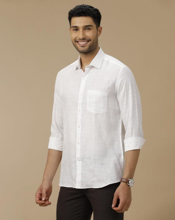 Linen Club Men's Pure Linen Blue Checked Contemporary Fit Half Sleeve Casual Shirt - Image 5