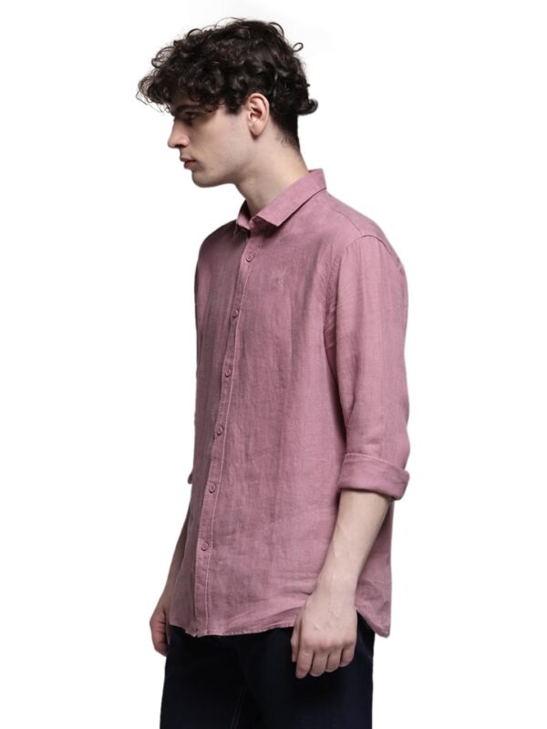 JACK & JONES Men Linen Regular Spread Collar Solid Casual Shirt - Image 3