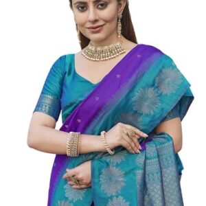 SGF11 Women's Kanjivaram Pure Soft Silk Designer Saree With Blouse Piece