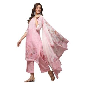 BIBA Women Cotton Straight Kurta Palazzo Suit Set