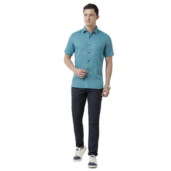 Linen Club Men's Pure Linen White Solid Slim Fit Full Sleeve Casual Shirt - Image 4