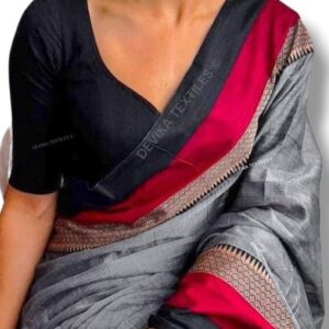 DEVIKA TEXTILES AVANI Border Narayanpeth Pure Handloom Cotton Sarees with Running Blouse Piece For Womens