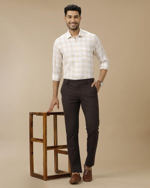 Linen Club Men's Pure Linen Blue Checked Contemporary Fit Half Sleeve Casual Shirt - Image 3