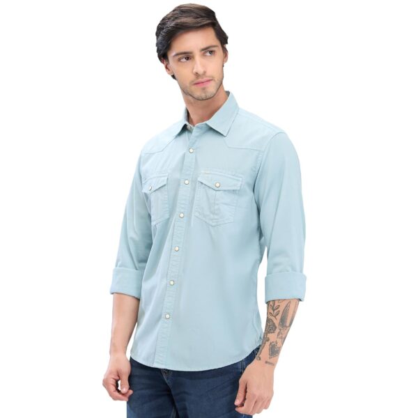 Spykar Men's Cotton Blend Full Sleeve Slim Fit Solid Shirt - Image 4