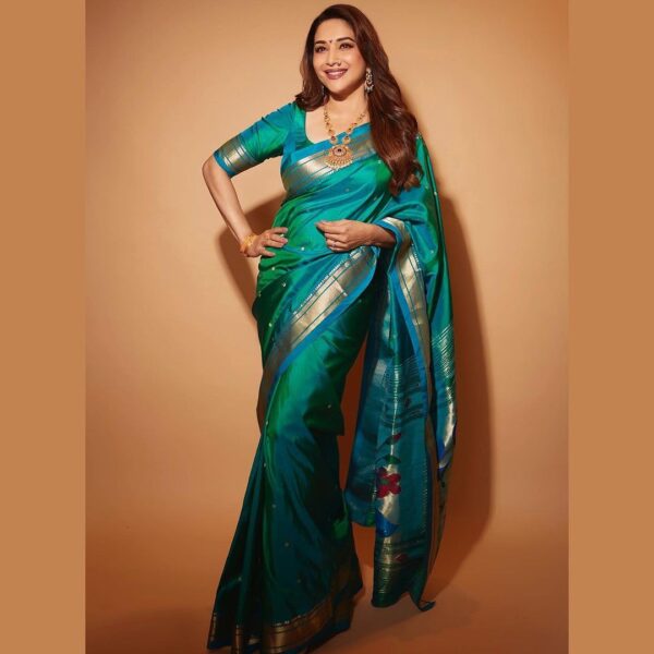 SGF11 Women's Kanjivaram Paithani Silk Saree With Unstitched Blouse Piece - Image 2