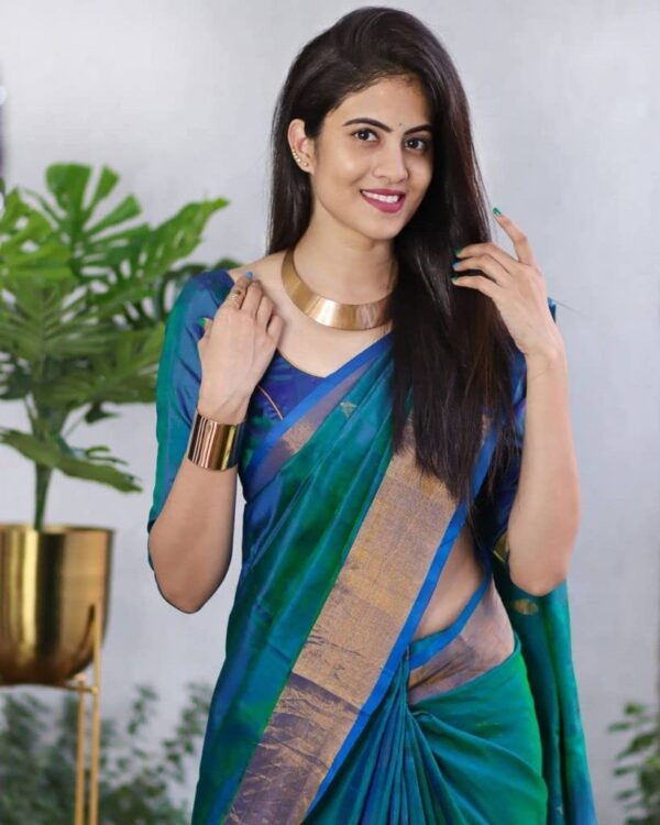 SGF11- Women's Kanjivaram Woven Soft Silk Saree With Blouse Piece - Image 3
