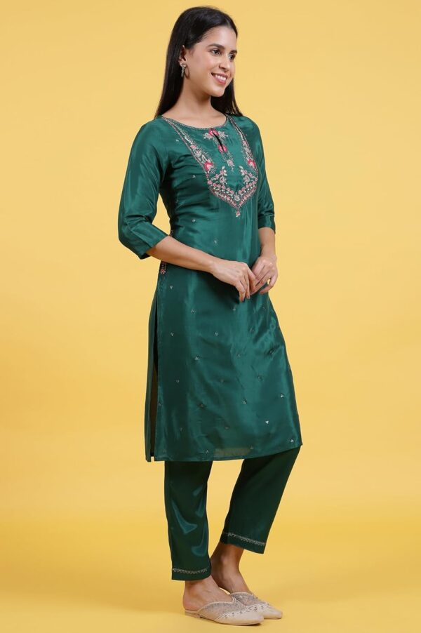 W for Woman Thread Embroidered Straight Kurta and Pants Set with Dupatta - Image 6