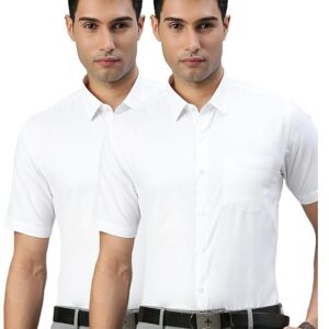 Ramraj Cotton Pack of 2 Solid Half Sleeve Regular fit Regular Collar Trending Formal Shirt for Men