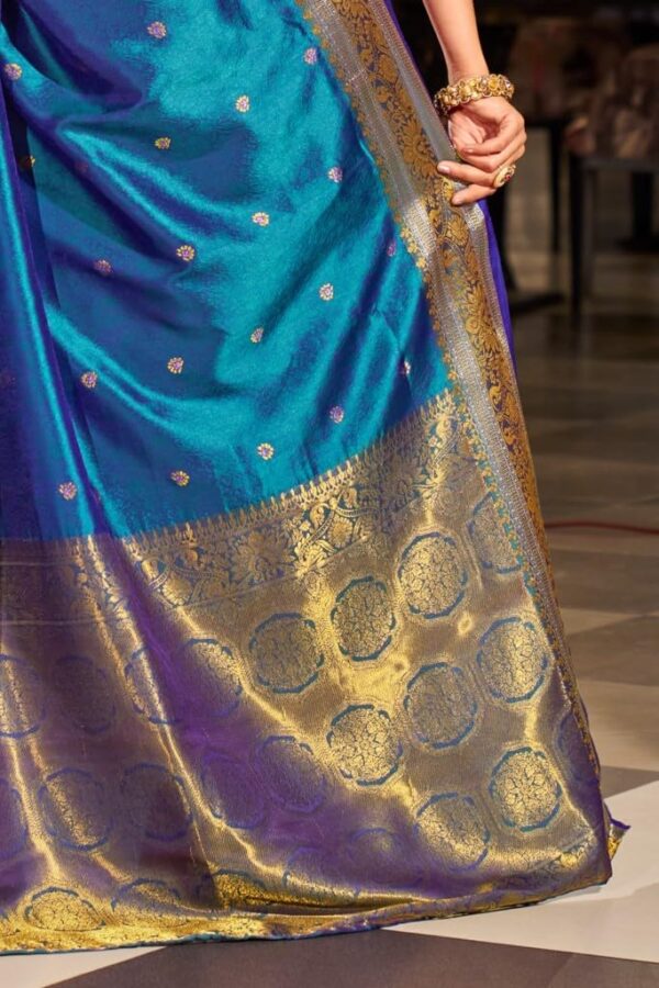SWORNOF Womens Kanjivaram Silk Saree with Zari Woven Saree With Blouse Piece - Image 6