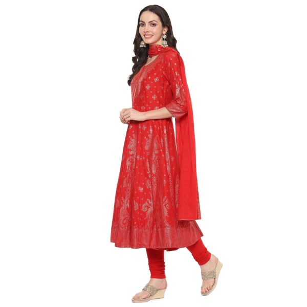 BIBA Women Cotton Anarkali Kurta Churidar Suit Set - Image 2