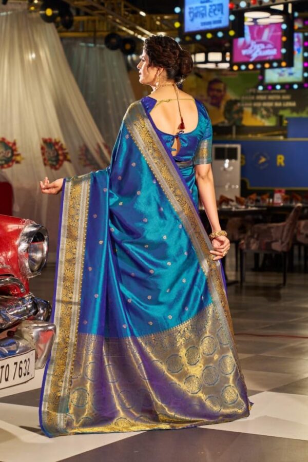 SWORNOF Womens Kanjivaram Silk Saree with Zari Woven Saree With Blouse Piece - Image 4