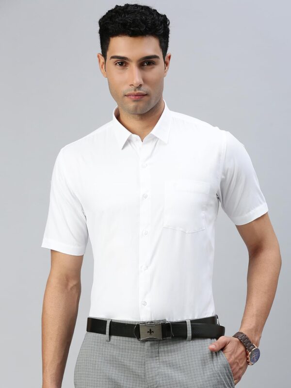 Ramraj Cotton Pack of 2 Solid Half Sleeve Regular fit Regular Collar Trending Formal Shirt for Men - Image 2