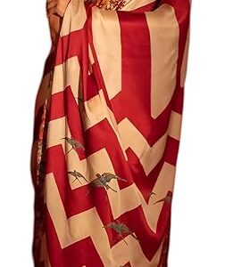Women's Beautiful Digital Printed Japan Satin SIlk Saree With Running Blouse