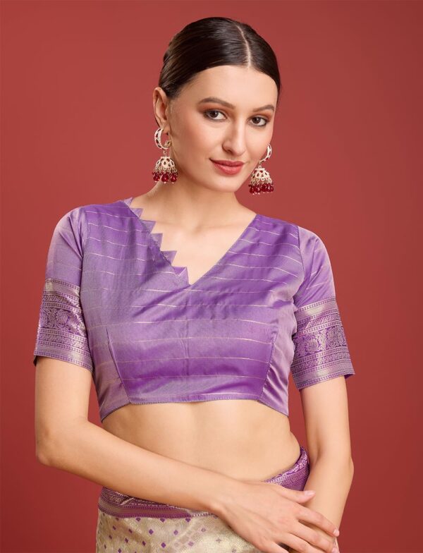 Monjolika Fashion Women's Kanjivaram Silk Mesmerizing Saree for Every Celebrations Comes With Unstitched Blouse Piece - Image 6