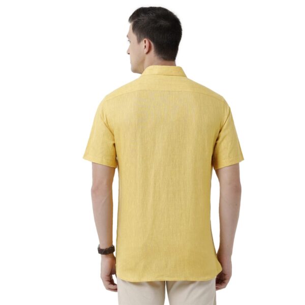 Linen Club Men's Pure Linen White Solid Slim Fit Full Sleeve Casual Shirt - Image 3