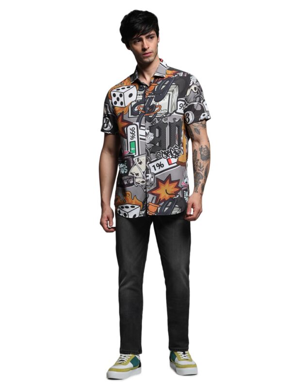 JACK & JONES Men Spread Collar Graphic Printed Cotton Relaxed Fit Casual Shirt - Image 6