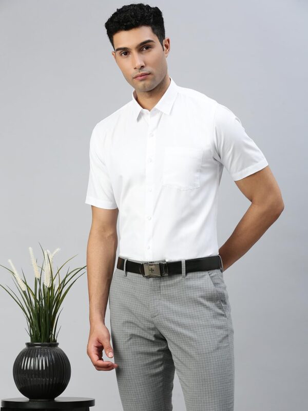 Ramraj Cotton Pack of 2 Solid Half Sleeve Regular fit Regular Collar Trending Formal Shirt for Men - Image 4