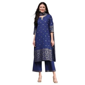 BIBA Women's Cotton Kurta, Bottom, Dupatta