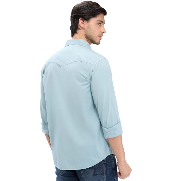 Spykar Men's Cotton Blend Full Sleeve Slim Fit Solid Shirt - Image 3