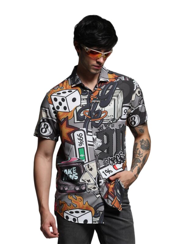 JACK & JONES Men Spread Collar Graphic Printed Cotton Relaxed Fit Casual Shirt - Image 2