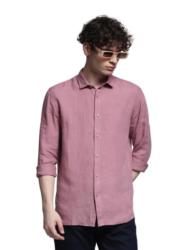 JACK & JONES Men Linen Regular Spread Collar Solid Casual Shirt - Image 2