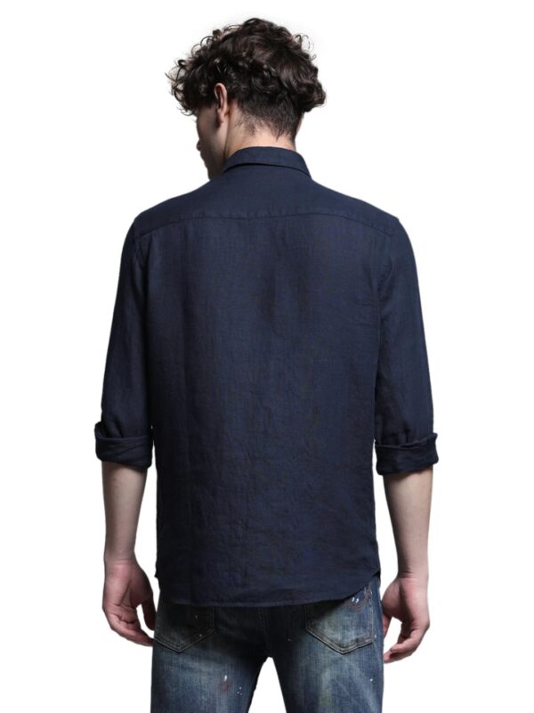 JACK & JONES Men Linen Regular Spread Collar Solid Casual Shirt - Image 4