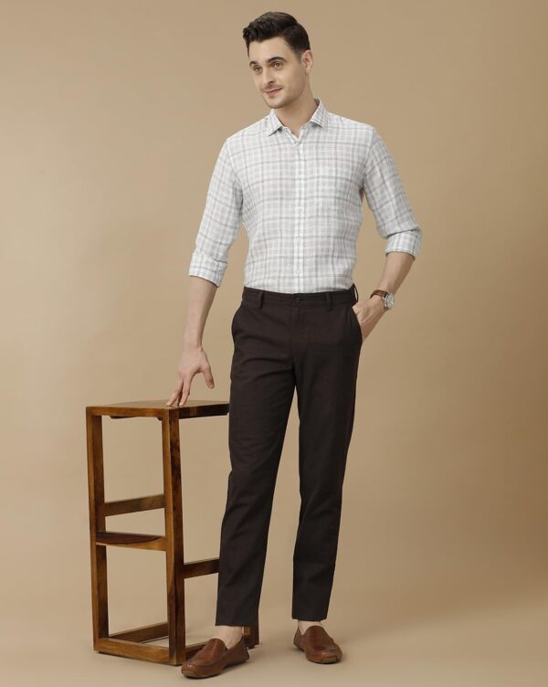 Linen Club Men's Pure Linen Blue Checked Contemporary Fit Half Sleeve Casual Shirt - Image 3