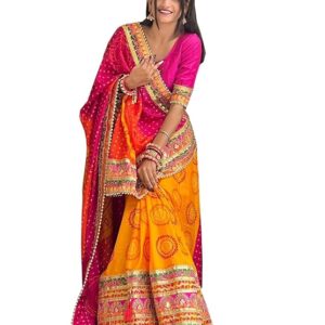 arriva fab Women's Soft Pure Chiffon With Colourful Embroidery Heavy Lace Saree With Unstitched Blouse