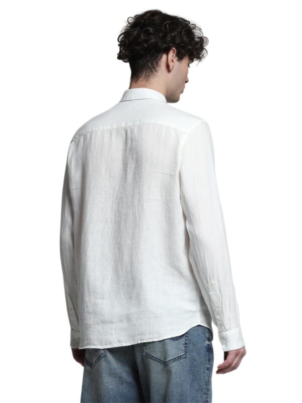JACK & JONES Men Linen Regular Spread Collar Solid Casual Shirt - Image 4