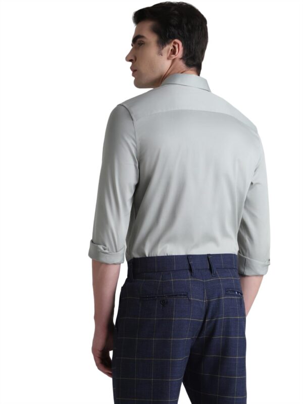 JACK & JONES Men's Cotton Slim Fit Solid Opaque Checked Spread-Collar Casual Shirt - Image 4